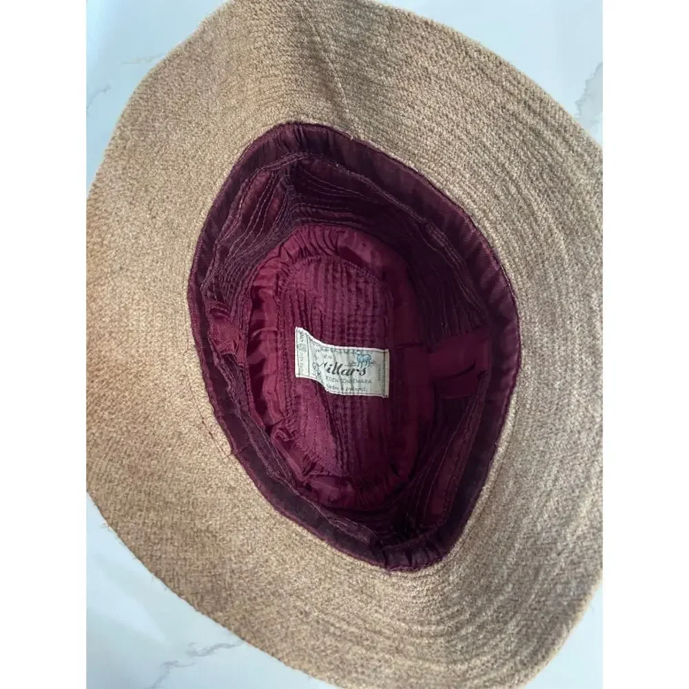 VTG Millars Clifden Connemara Bucket Hat Ireland Made 100% Wool Walking Hat TAN